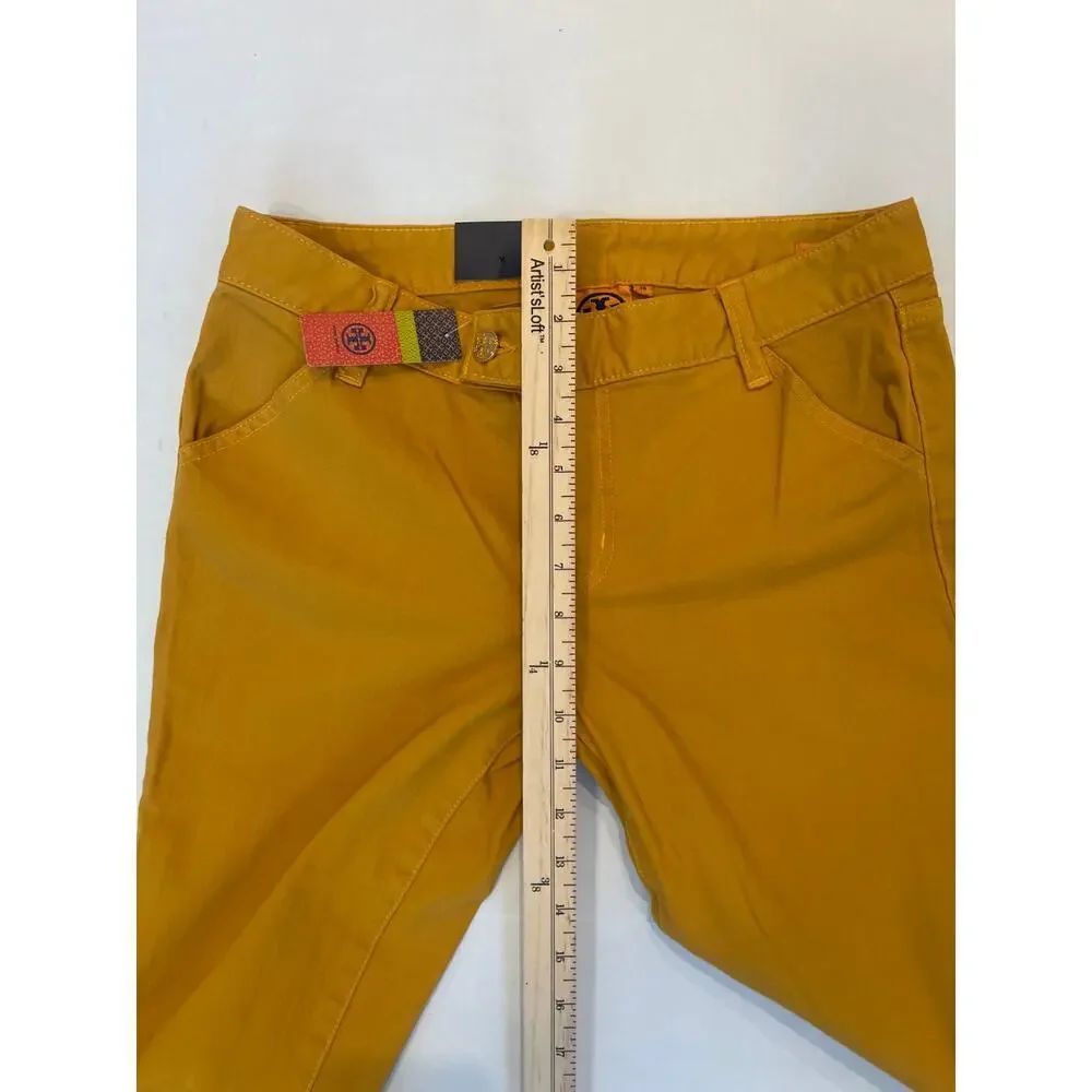 Tory Burch SUPPEY Skin pants golden yellow size 28 NWT